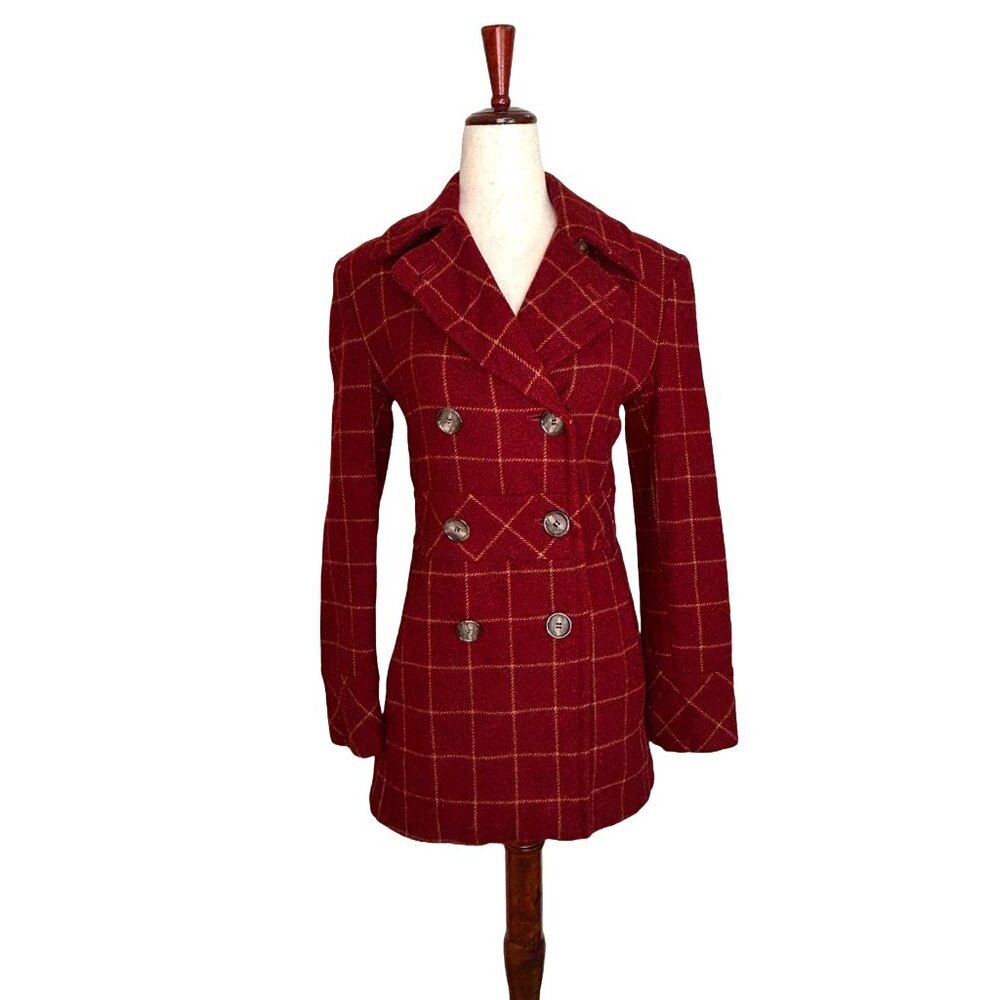 VINTAGE | Plaid Wool Peacoat
